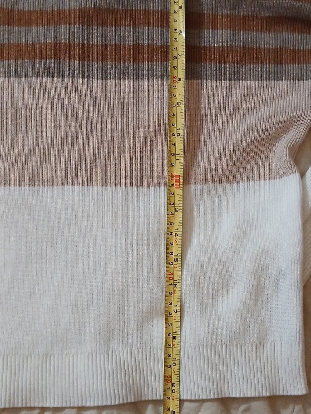 Striped Camel and Cream Women’s Sweater - Picture 5 of 8